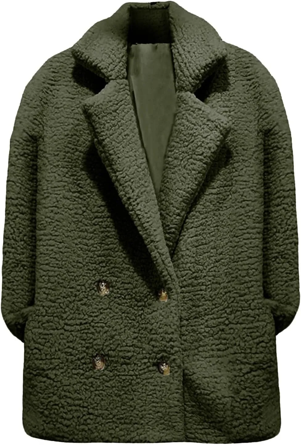 Fleece Womens Jacket Faux Cardigan Loose Turn Down Button Coat Fleece Jackets Long Sleeve Fleece Women Polar Fleece