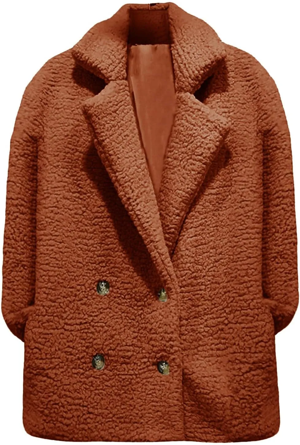 Fleece Womens Jacket Faux Cardigan Loose Turn Down Button Coat Fleece Jackets Long Sleeve Fleece Women Polar Fleece