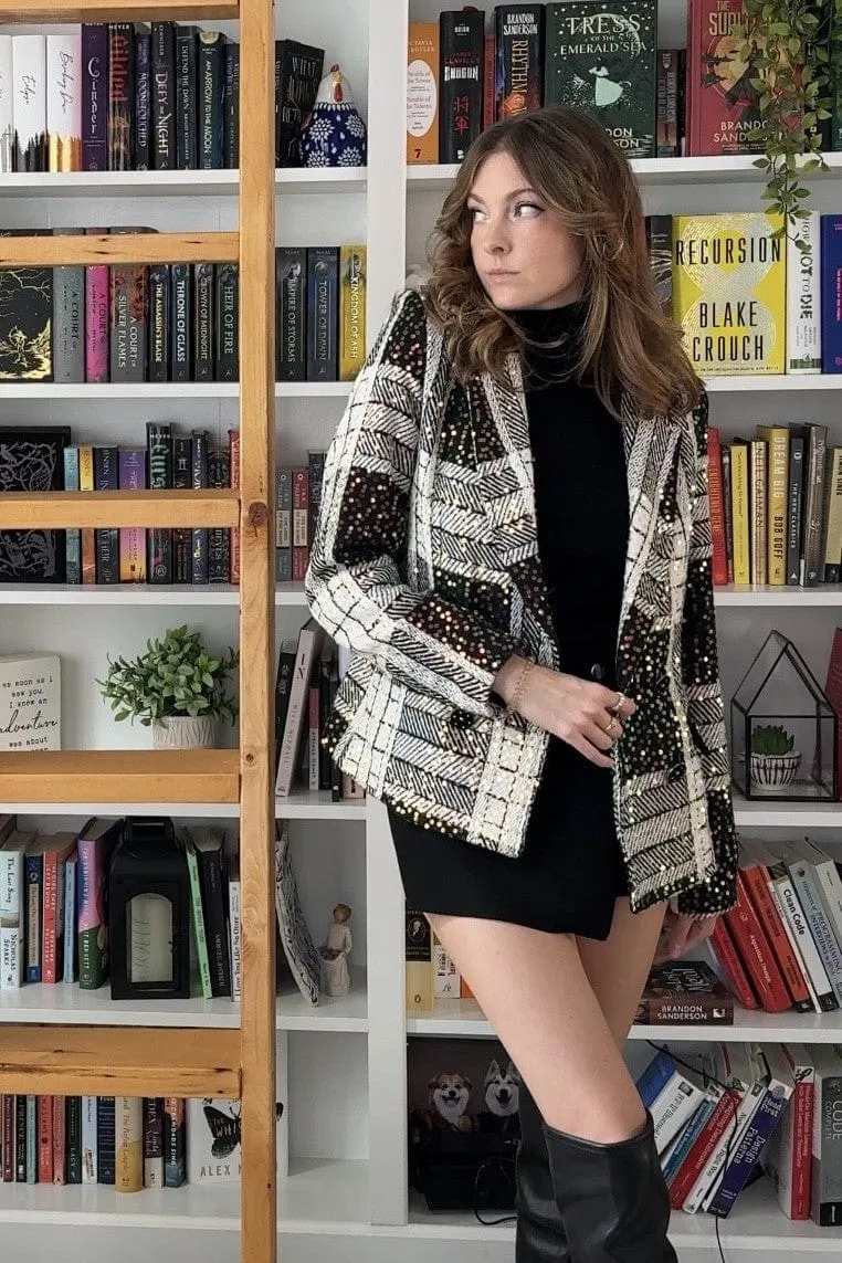 Sequin Blazer NonRestrictiveCut Travel Functional Wear