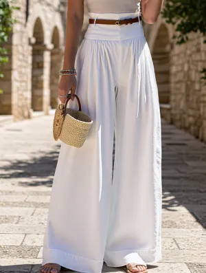 High-Waisted Wide-Leg Pants ??Solid Color, Casual & Chic, S???XL All-day Comfort
