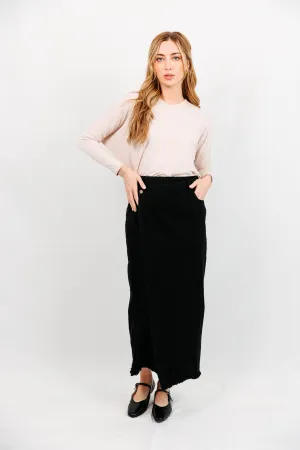 Polished Style Modern Design Shayne Maxi Black Denim Skirt