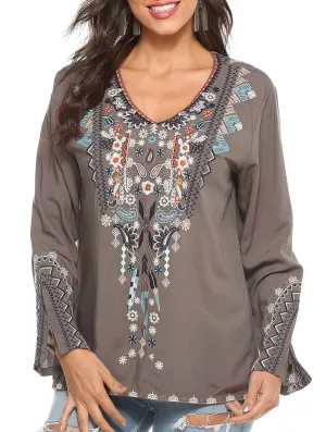 COTTON PLUS-SIZE STYLE EMBROIDERED BLOUSE_CWTBLL0822 Durable Interlock Stitch