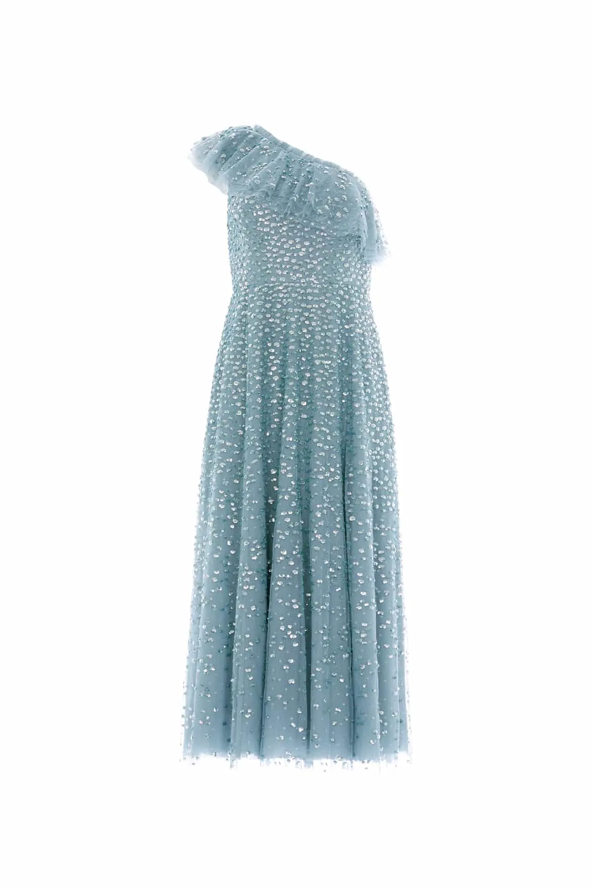 Easy Flow Dappled Sequin One-Shoulder Ballerina Dress