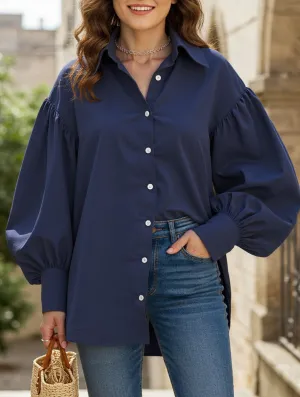 Retro solid color lapel casual shirt UV protection layer