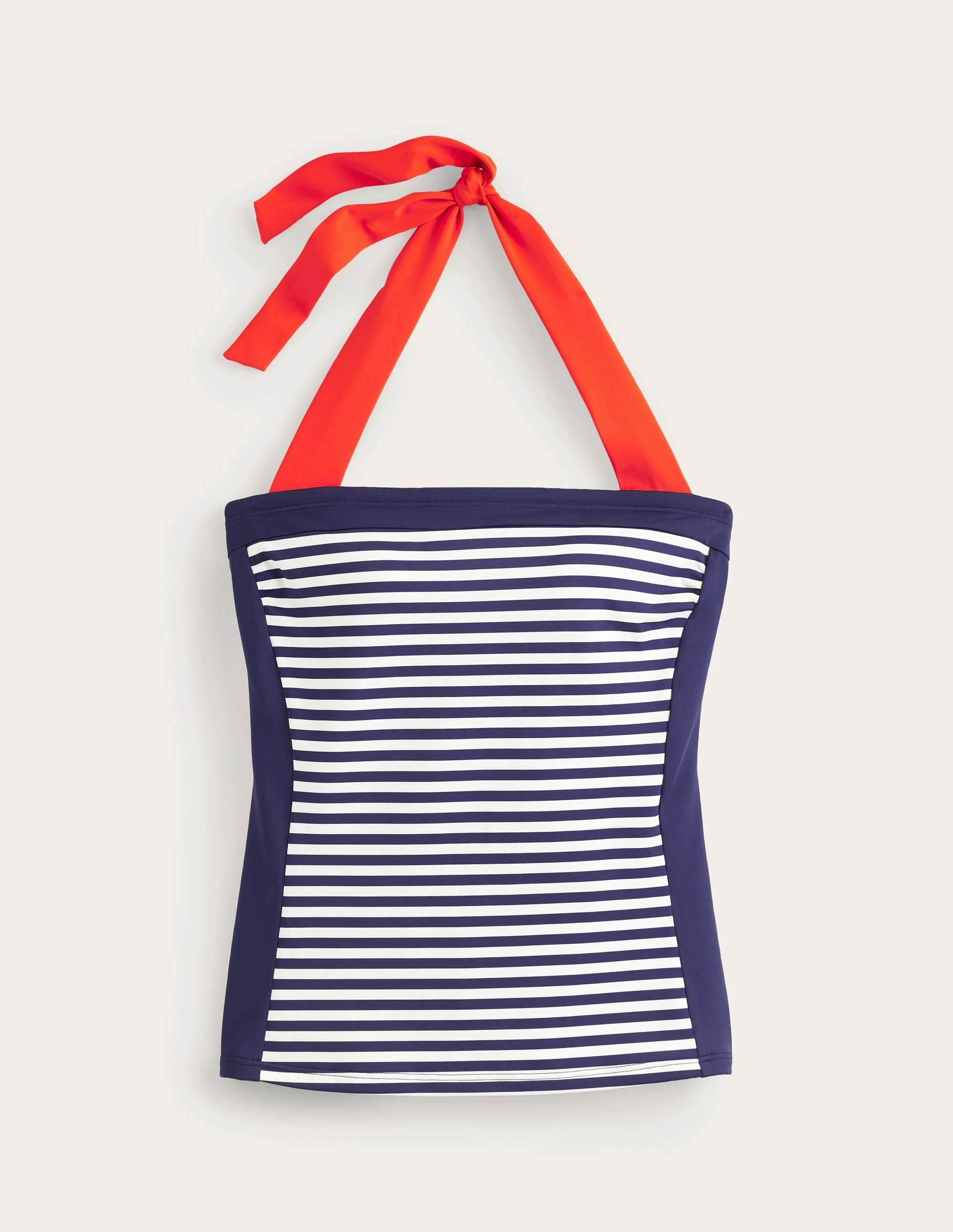 Youthful-Look Zero Rub Seam Construction Santorini Tankini Top-Red, Navy Stripe