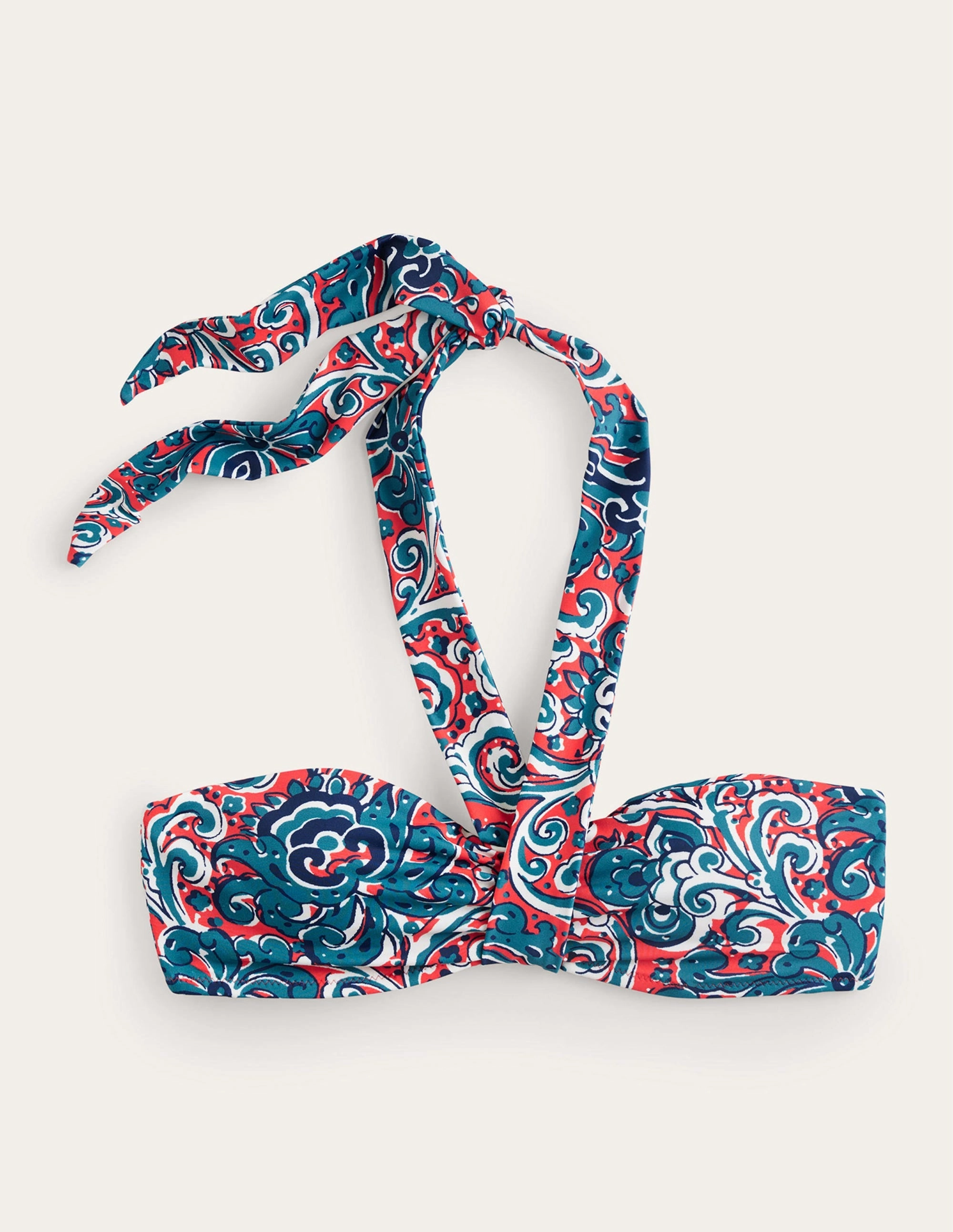 Water Escape Scarf Bandeau Bikini Top-Dahlia Red, Botanic Terrace