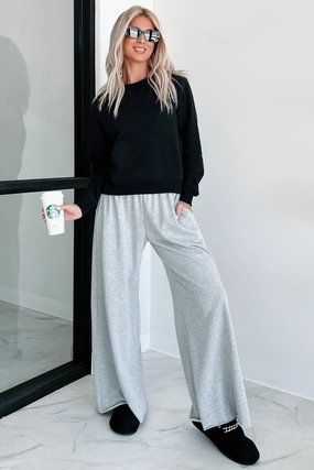 Cozy Fit ReinforcedStitching Chasing Relaxation Wide Leg Lounge Pants (Heather Grey)