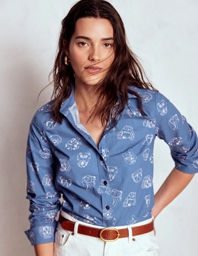 Sienna Cotton Shirt-Blue, Multi Dogs Reversible Layering Tech