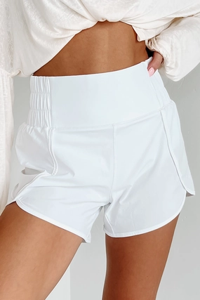 AntiSlipGrip Compression Fit Technology Flexin' Hard Elastic Waist Athletic Shorts (White)