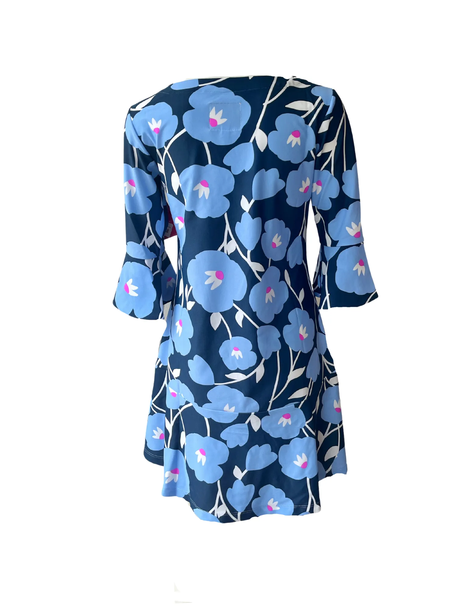 Flirty Dress Pop Art Flower Navy Stylish Comfort