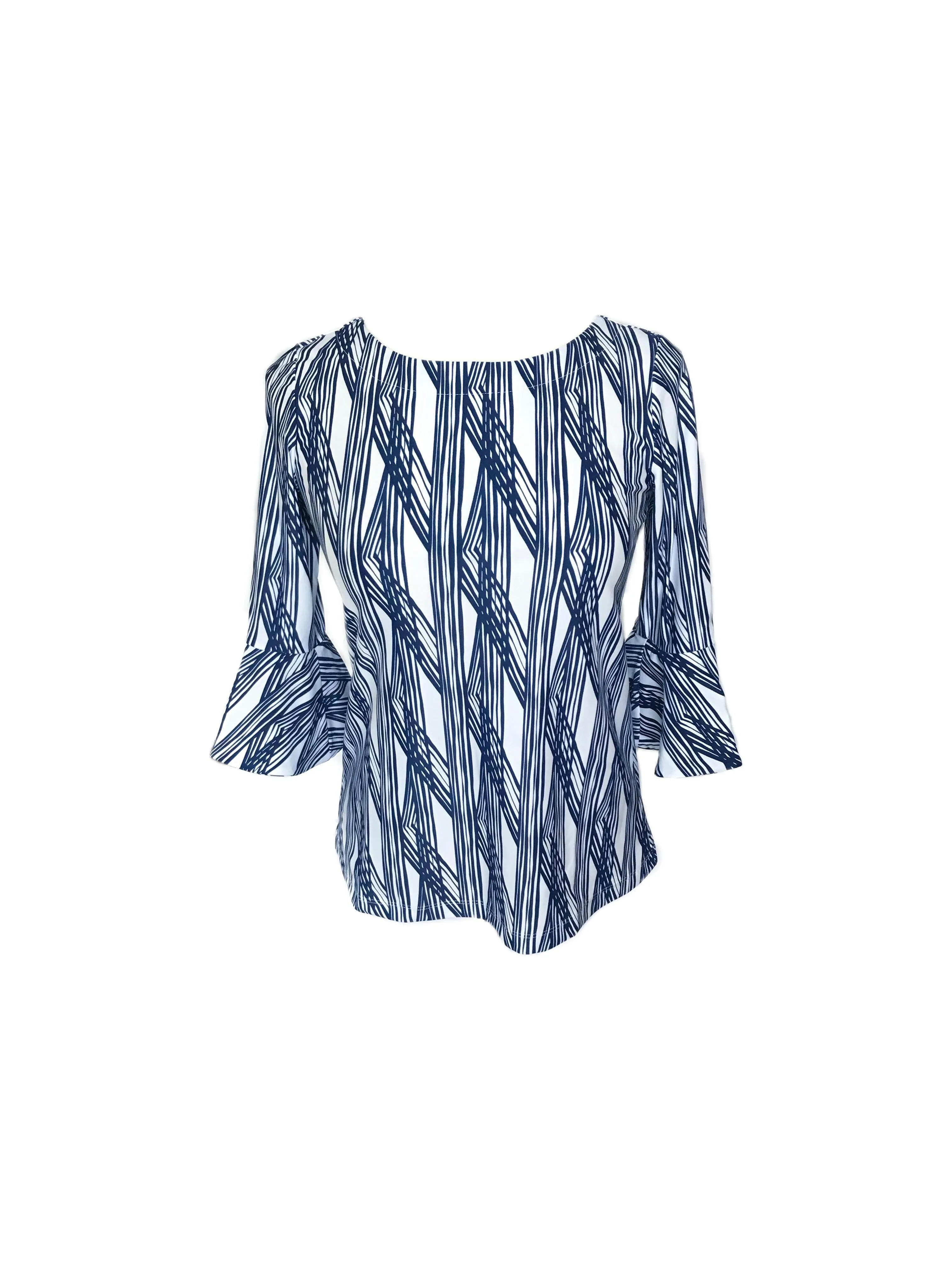 Flirty Top Navy Criss Cross Stripe Smooth Interior Lining