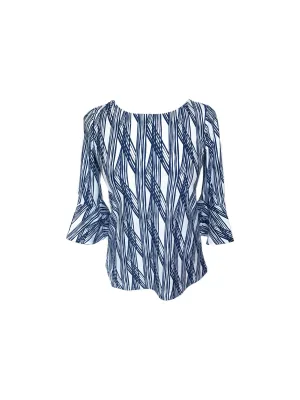 RecycledPolyesterBlend Flirty Top Navy Criss Cross Stripe