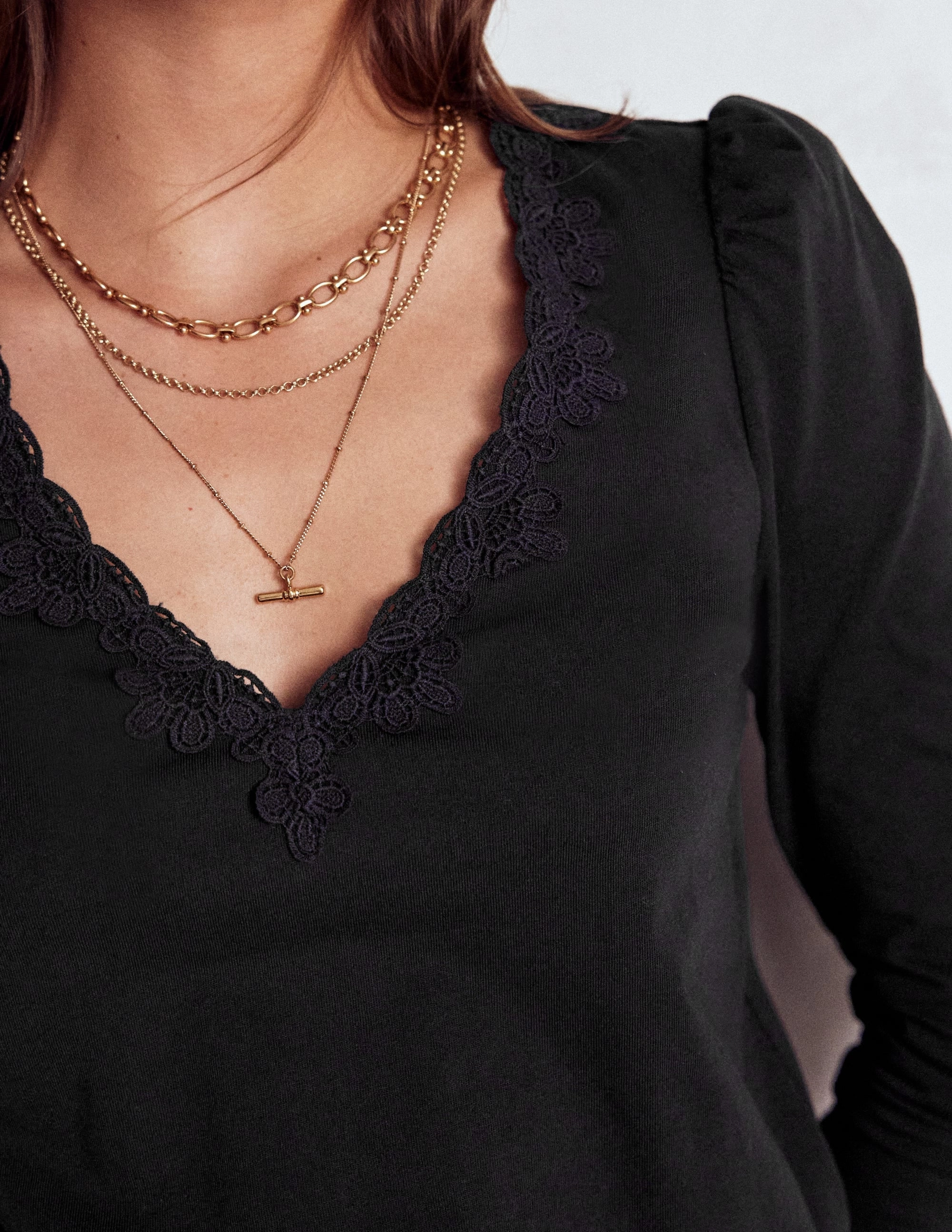 Flora Lace V-neck Top-Black Low Impact Manufacturing