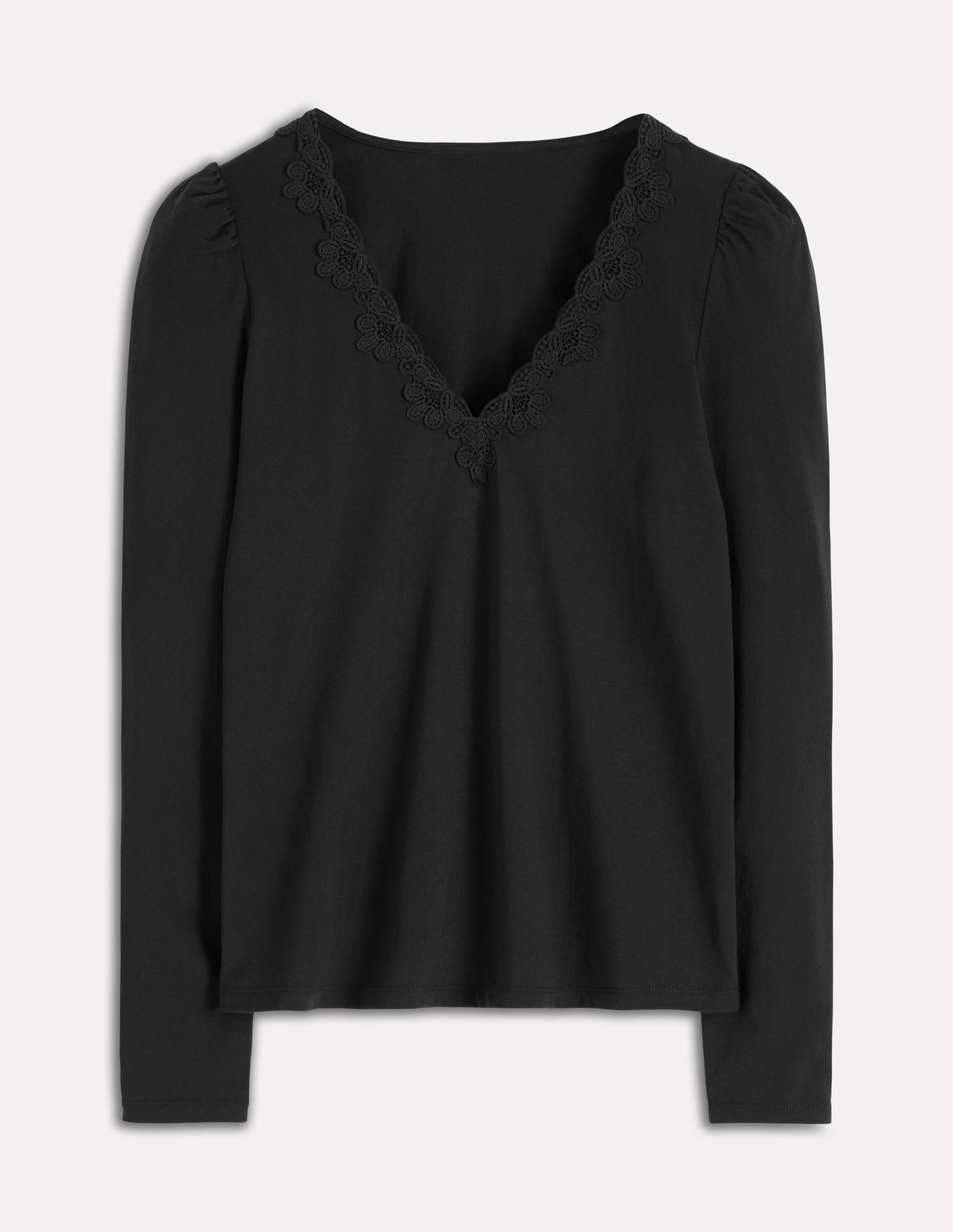Flora Lace V-neck Top-Black BondedShoulder MinimalistStyle