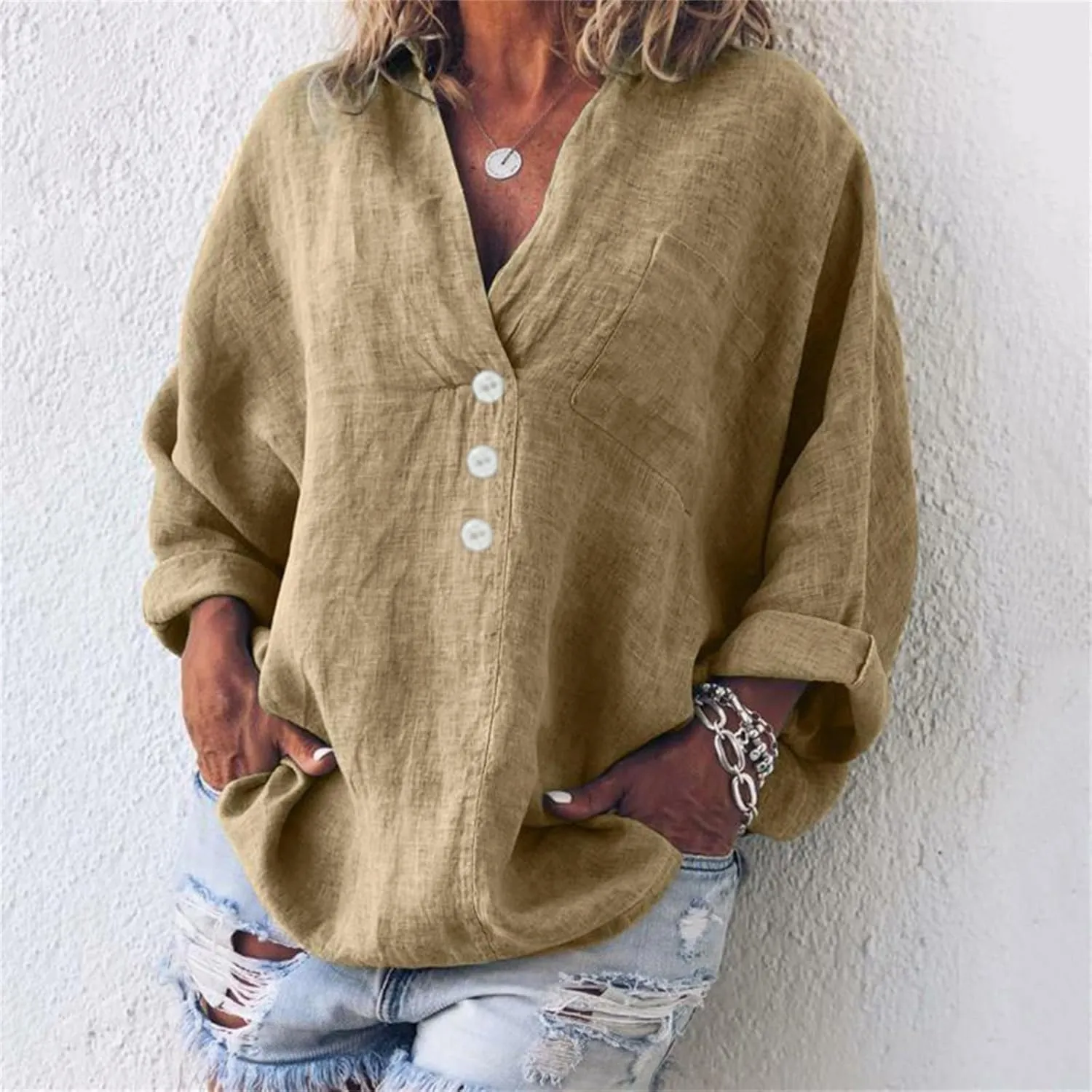 Floral Embroidered Tops Sleeve V Neck Solid Color Loose Top T Shirt Casual Shirt 2025 Trendy Summer Retro Embroidered
