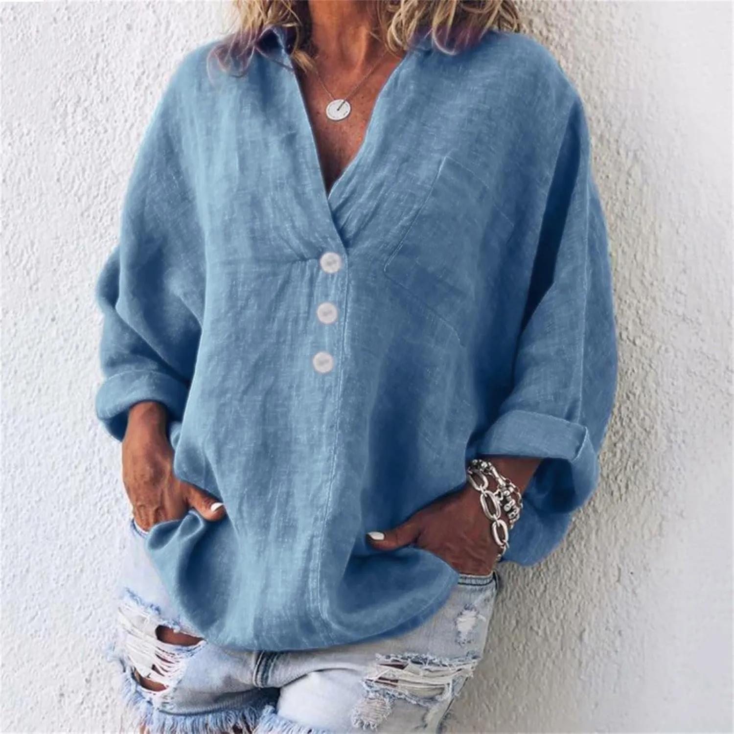 Floral Embroidered Tops Sleeve V Neck Solid Color Loose Top T Shirt Casual Shirt 2025 Trendy Summer Retro Embroidered