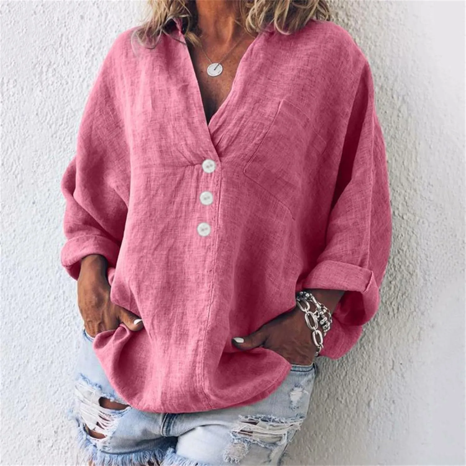 Floral Embroidered Tops Sleeve V Neck Solid Color Loose Top T Shirt Casual Shirt 2025 Trendy Summer Retro Embroidered