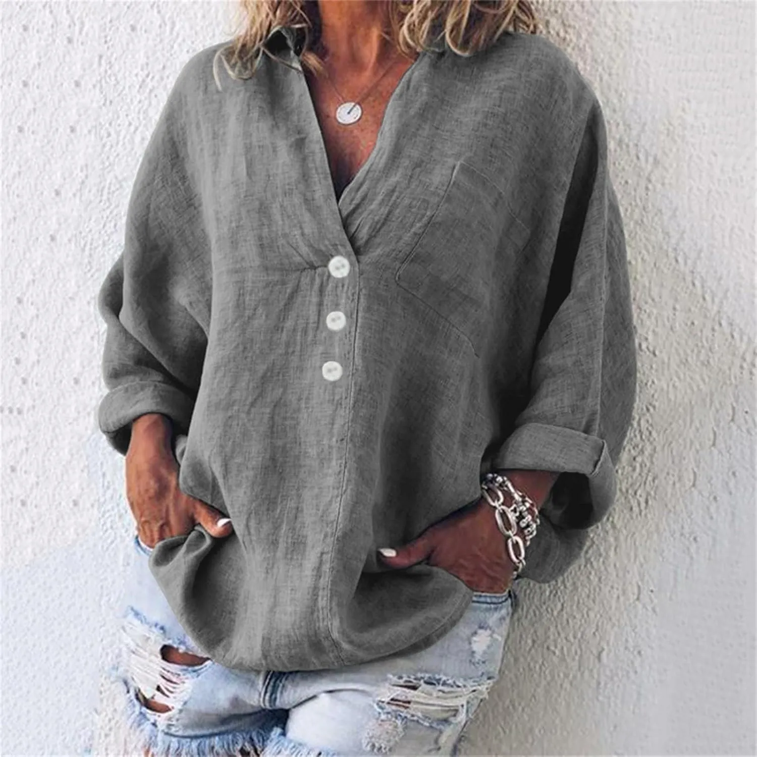 Floral Embroidered Tops Sleeve V Neck Solid Color Loose Top T Shirt Casual Shirt 2025 Trendy Summer Retro Embroidered
