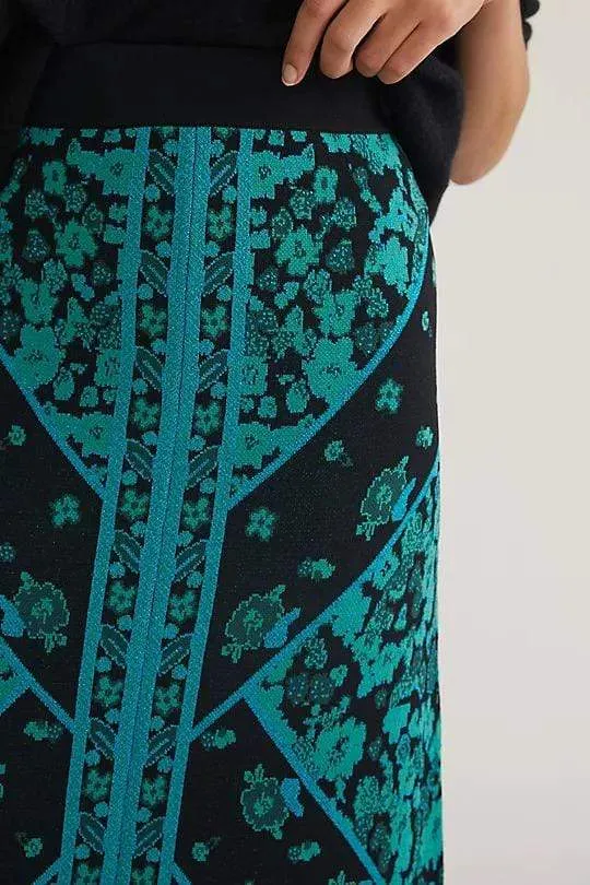 Floral Knit Midi Skirt Everyday Line