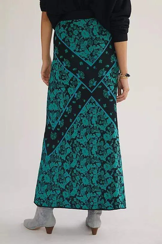 Floral Knit Midi Skirt Bestseller Item Neat Finish