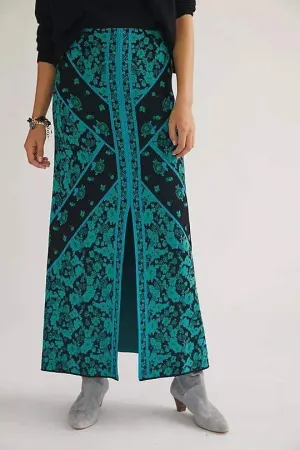 Organic Cotton Floral Knit Midi Skirt