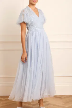 Elegant Waist Daily Go Floral Lace Bodice V-Neck Ankle Gown