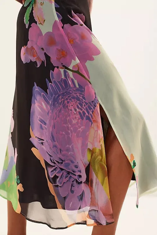 Floral Midi Skirt - Orchid Bloom Daily Essential