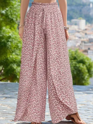 Sporty Layer Body Fit FLORAL SIDE SLIT WIDE LEG CULOTTES
