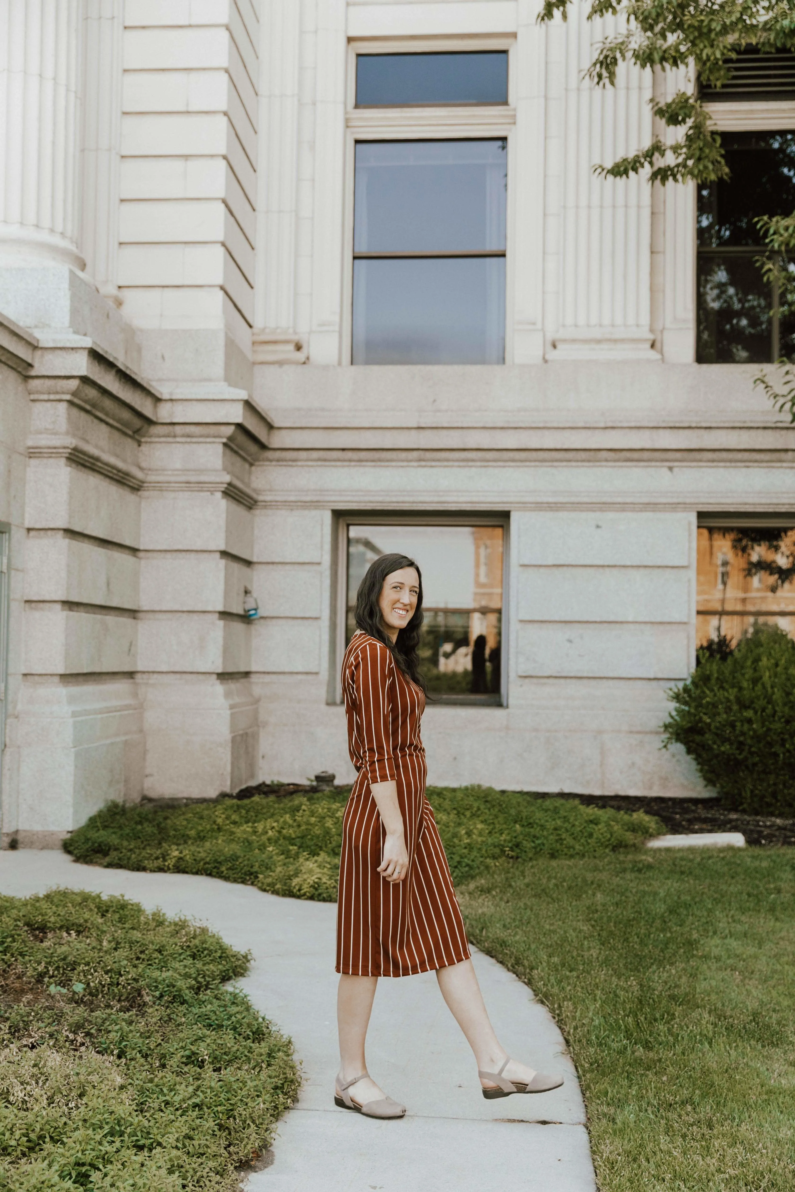 Jadyn Dress Gold Stripe Chic Balance