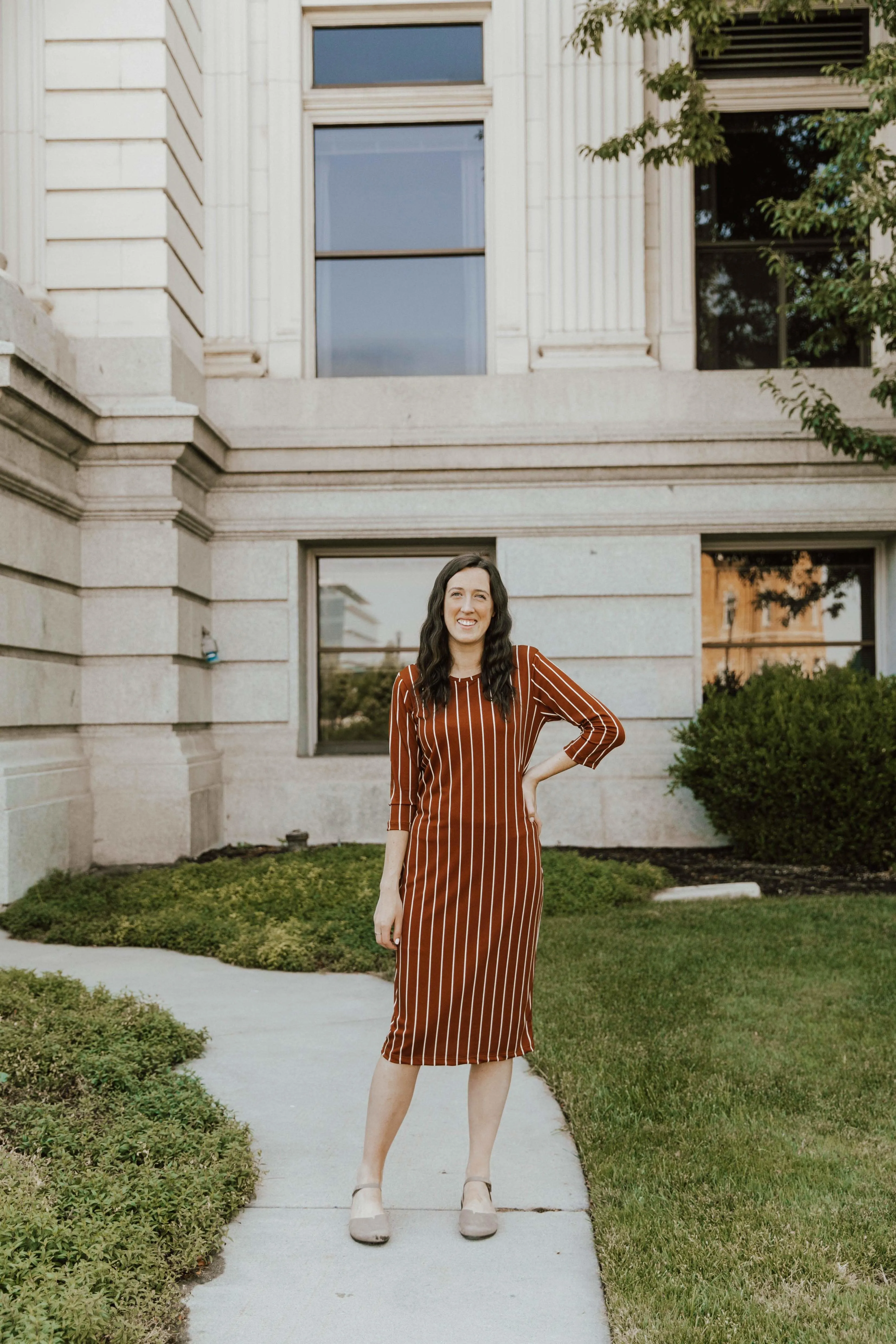 Jadyn Dress Gold Stripe Climate-Adaptive Chic boho dress