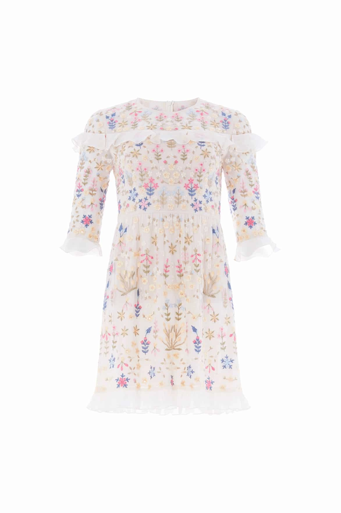 Flowerbed Embroidery Mini Dress Trendy Vibes