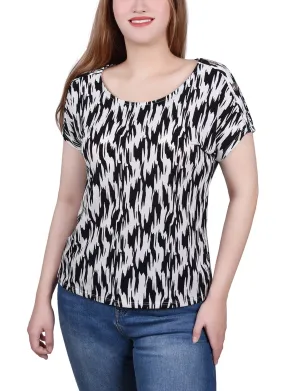 LatticeKnit Durable Reinforced Shoulders Short Sleeve Extended Sleeve Tunic Top