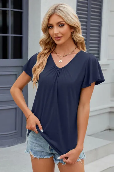 Flutter Sleeve V-neck T-Shirt