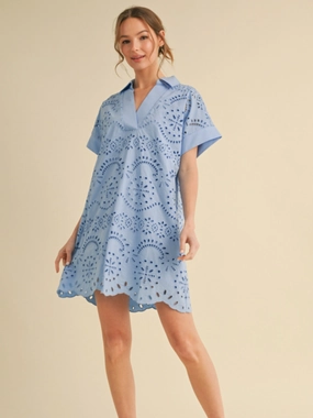 Say It In Blue Dress WeightedHem AdjustableCuffSystem