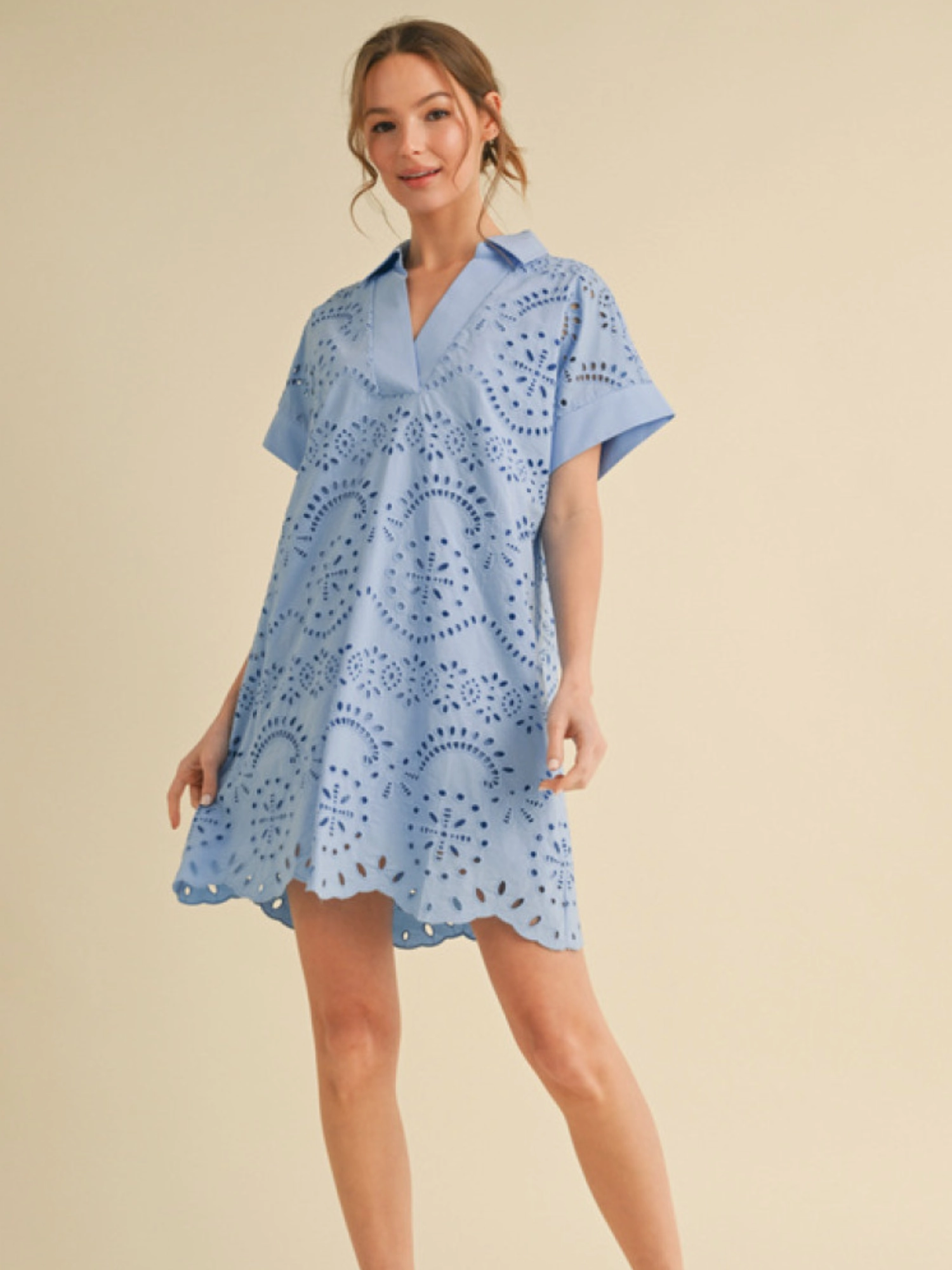 Say It In Blue Dress WeightedHem AdjustableCuffSystem
