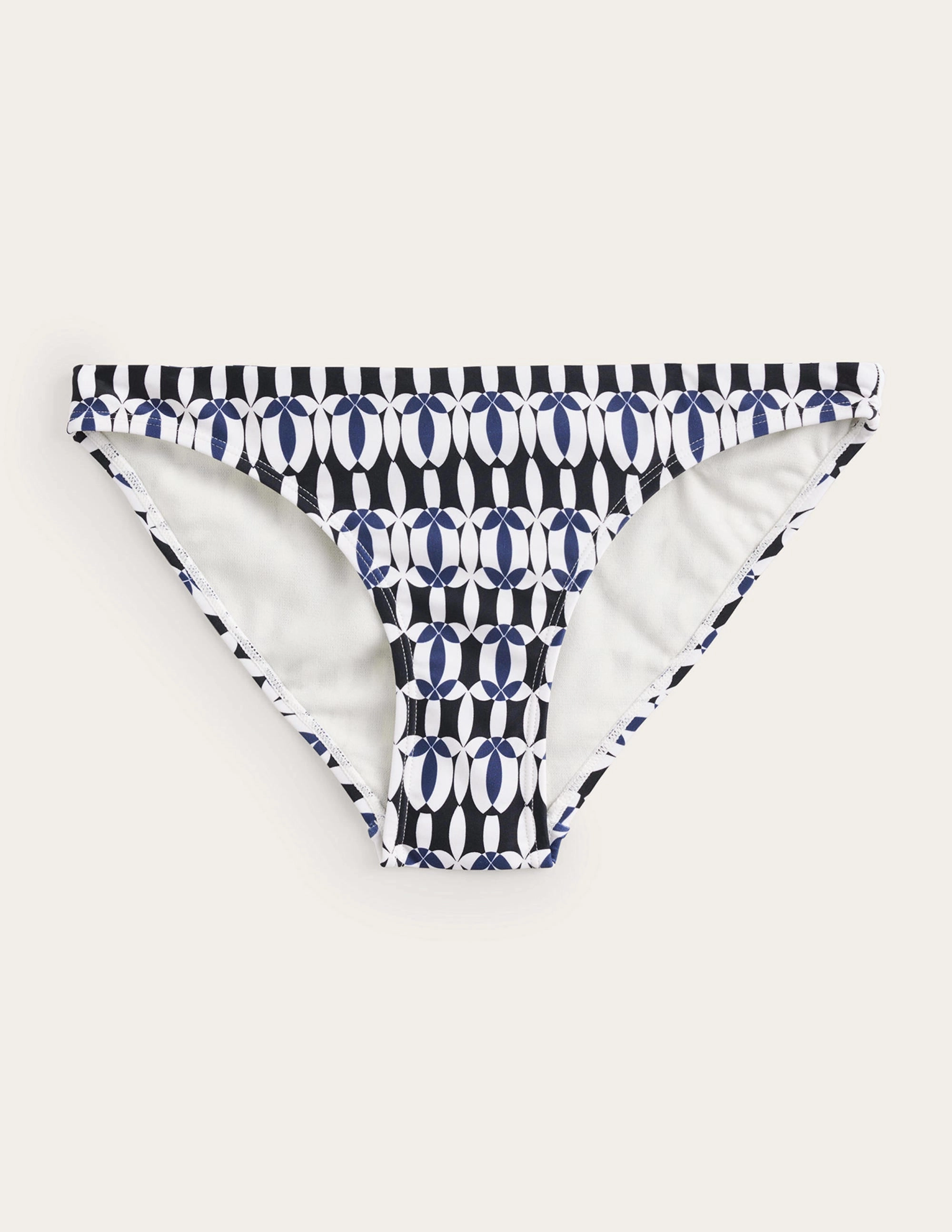 high waisted Classic Bikini Bottoms-Black, White Geo