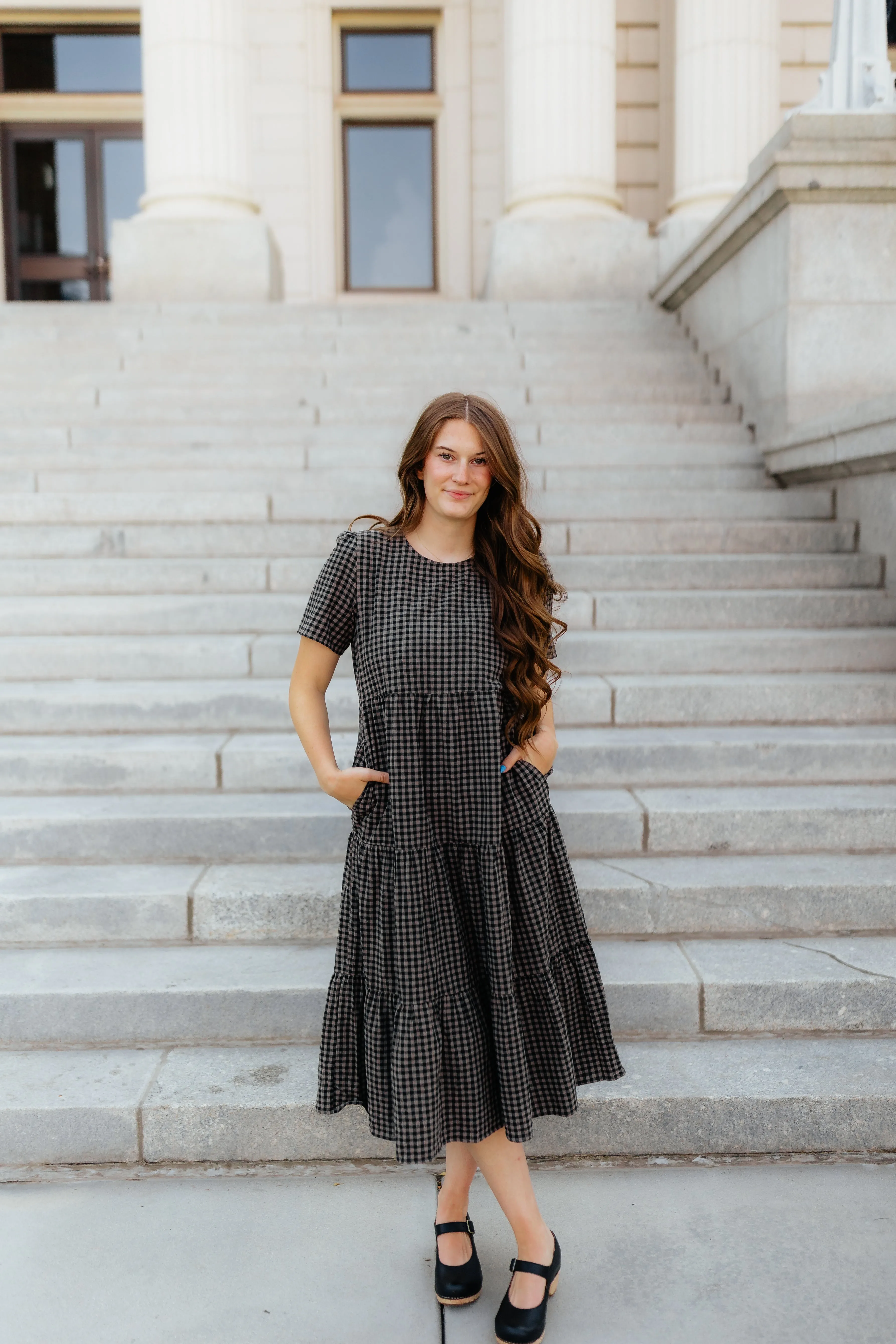 High-Neck Modern Movement Lorielle Dress
