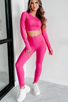DoubleLayeredShoulders Forward Motion Activewear Set (Pink)