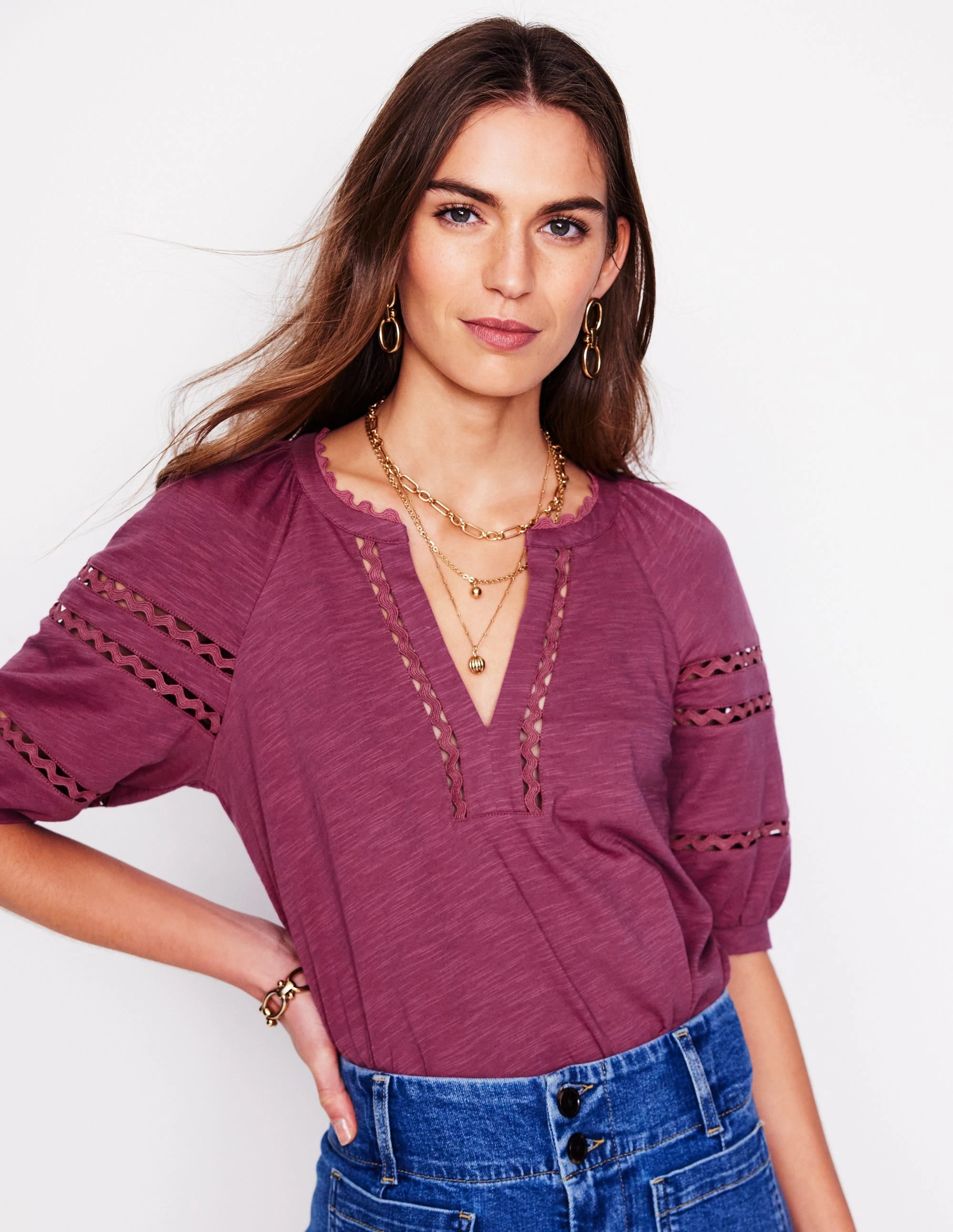 Maisy Rikrak Trim Top-Violet Quartz MinimalistSilhouette Anti Pill Surface