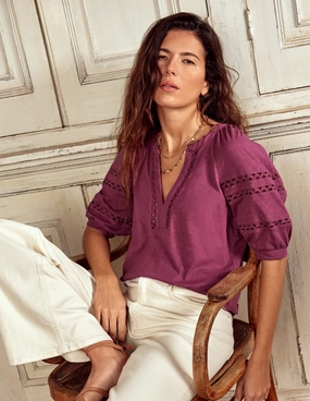 Maisy Rikrak Trim Top-Violet Quartz Chic Sweater