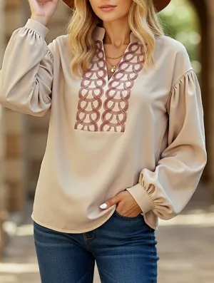 Stretch Technology ReflectiveDetails Patterned long-sleeved mandarin-collar shirt