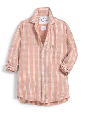 FRANK AND EILEEN - EILEEN RELAXED BUTTON UP SHIRT IN ORANGE AND CREAM PLAID FLANNEL LINEN