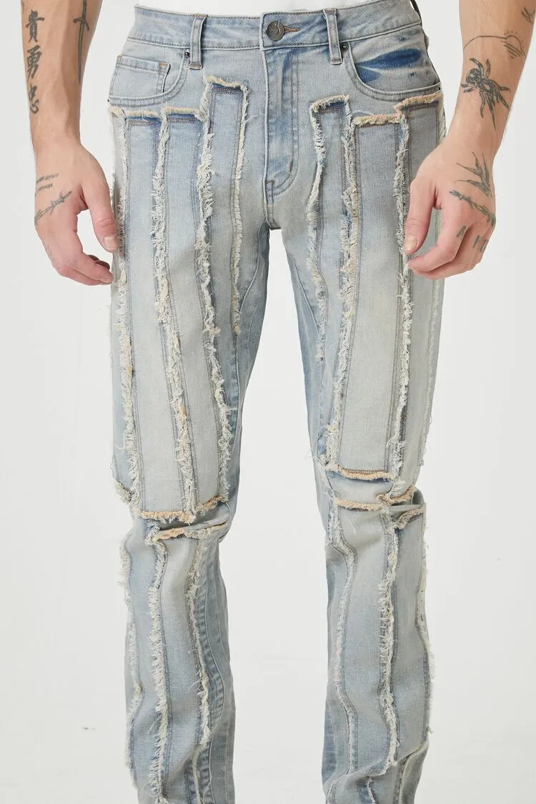 Frayed-Trim Slim-Fit Jeans