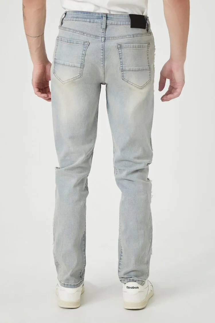 Frayed-Trim Slim-Fit Jeans