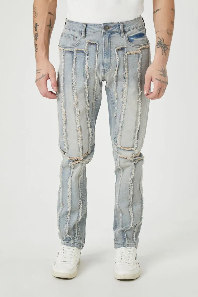 Frayed-Trim Slim-Fit Jeans