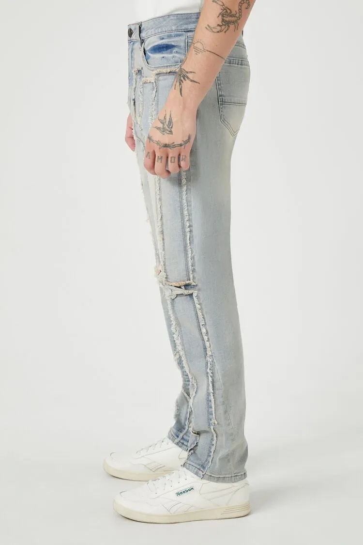 Frayed-Trim Slim-Fit Jeans