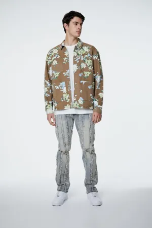 Frayed-Trim Slim-Fit Jeans