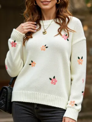 Fresh and sweet round neck pullover sweater Cool Weather GarmentWashedFinish