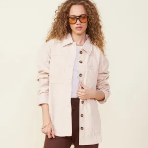 Fashionable Fit Adjustable Cuff System Corduroy Shacket