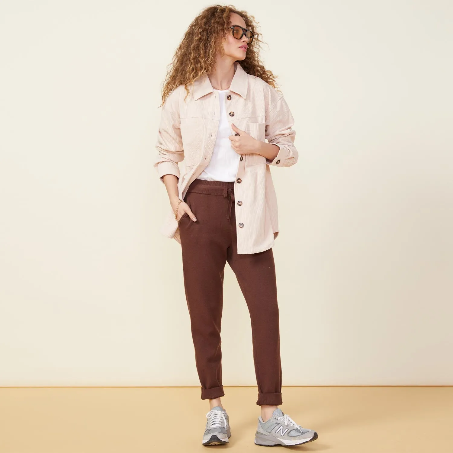 Corduroy Shacket NonFade Dye Relaxed Crew Neck Opening